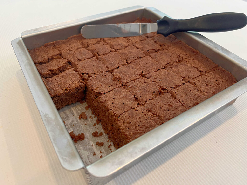 homemade brownies in a pan.