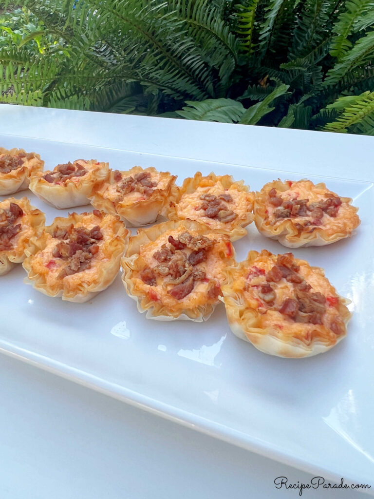 Pimento Cheese Bites on a platter.