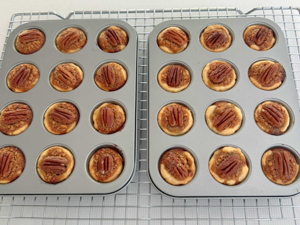 Freshly baked pecan tarts.