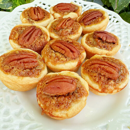 Mini Pecan Tarts on a platter.