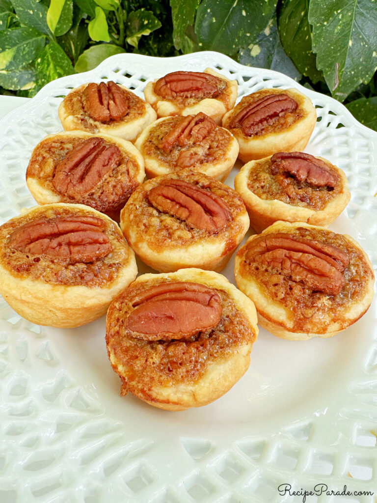 Mini Pecan Tarts on a platter.