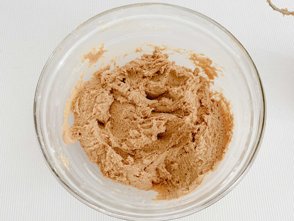 Bowl of thick batter for Ginger Snaps.