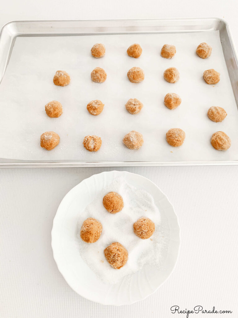 Ginger Snaps dough on a cookie sheet.