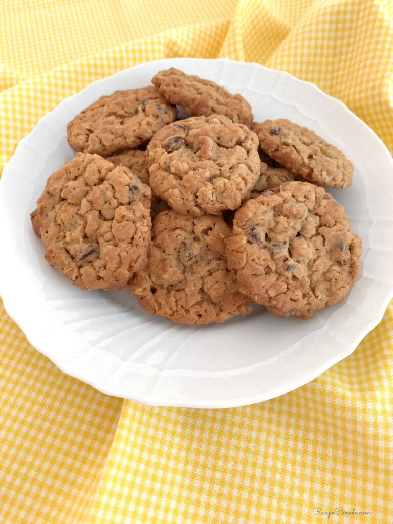 Peanut Butter Oatmeal Chocolate Chip Cookies on a plate.