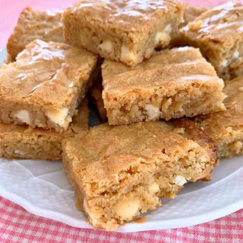 Blondies on a plate.
