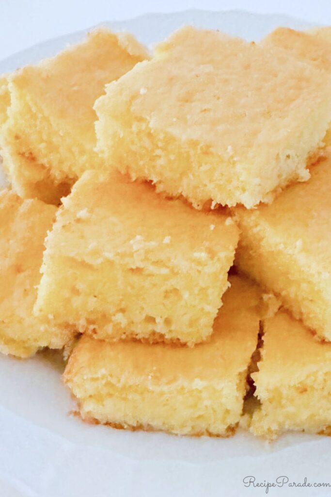 Stack of cornbread on a plate.