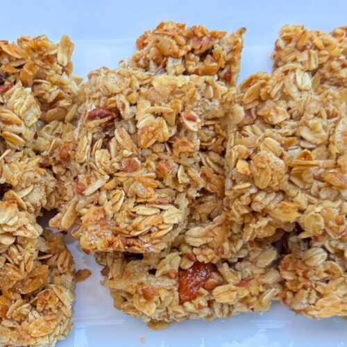 Homemade Granola Bars on a platter.