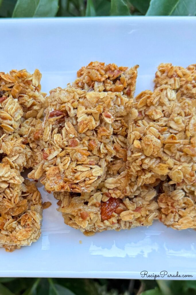 Homemade Granola Bars on a platter.