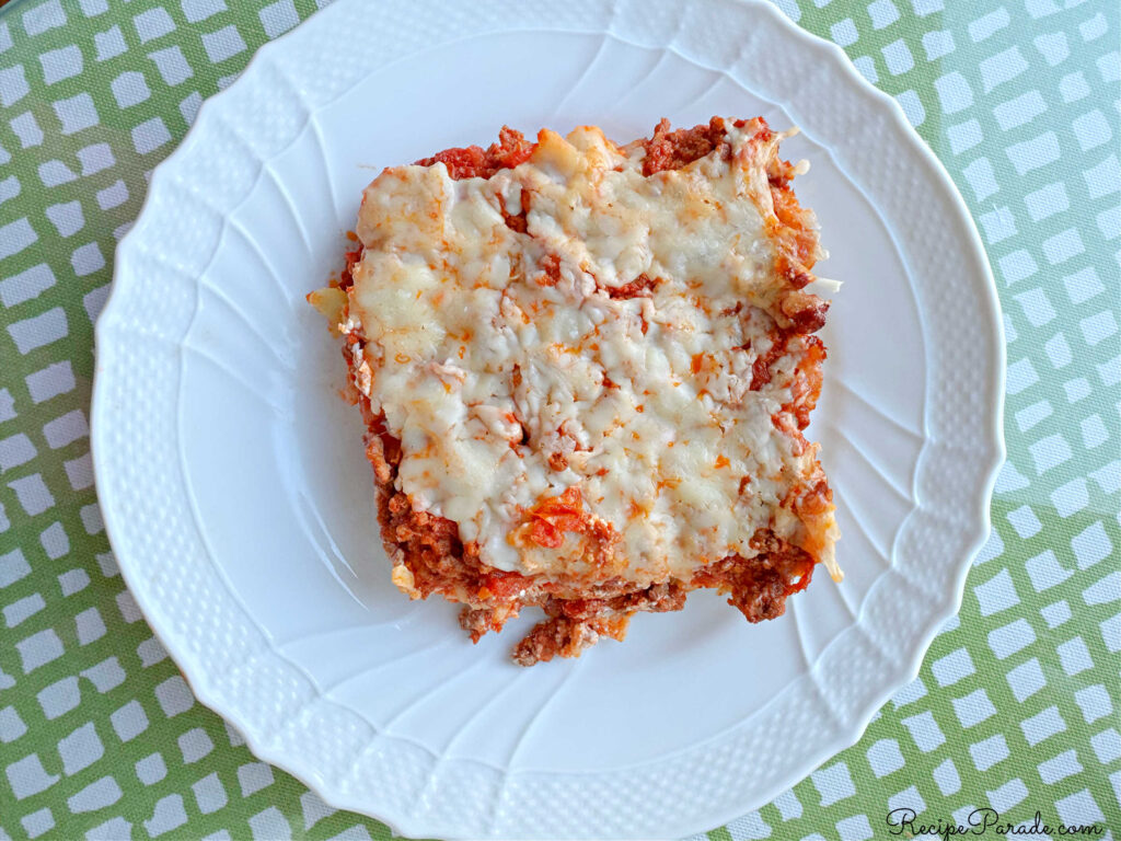 Slice of Cheesy Pasta Bake.