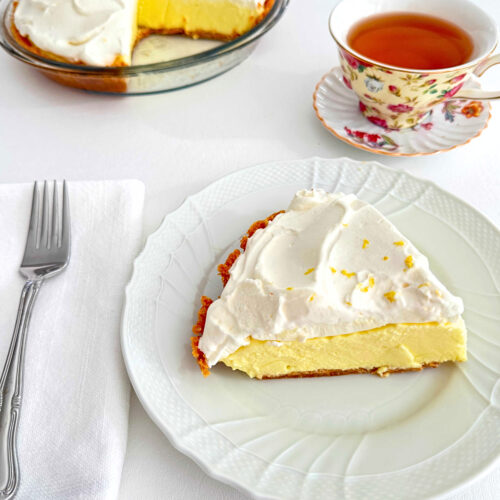 Lemon Pie slice on a plate.