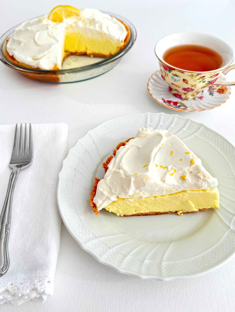 Lemon Pie slice on a plate.