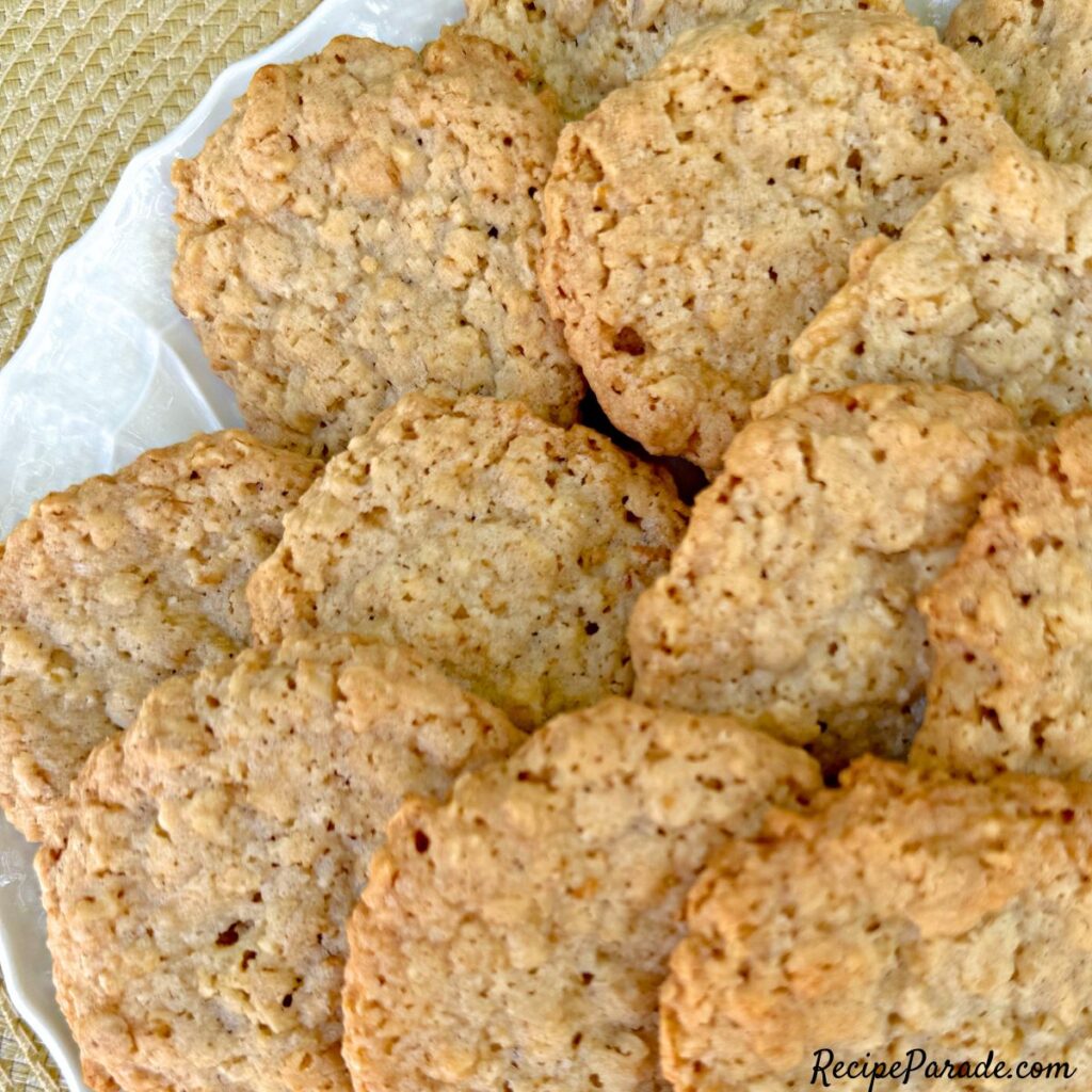 Plate of Crispy Oatmeal Cookies.