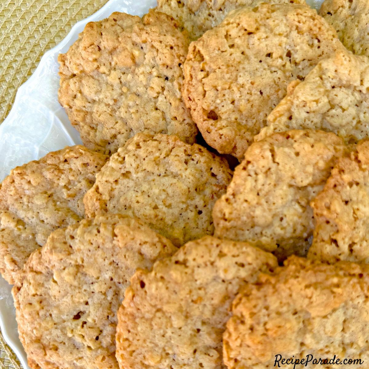 Crispy Oatmeal Cookies on a plate.
