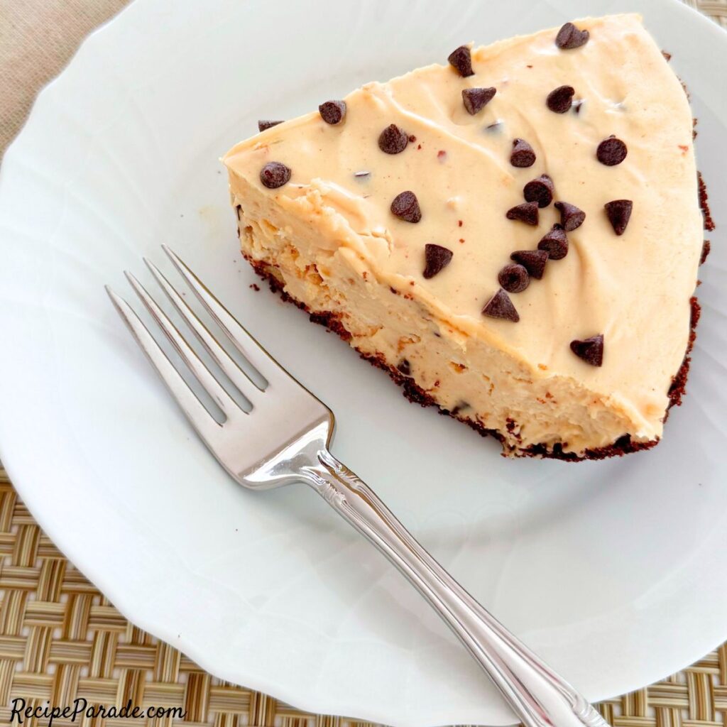 Slice of Peanut Butter Pie on a plate.