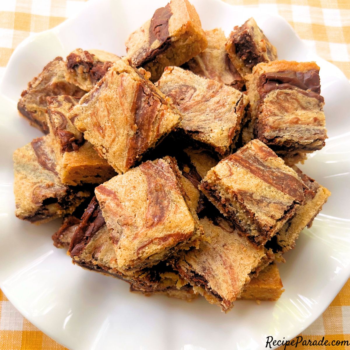 Chocolate Swirl Bars on a plate.
