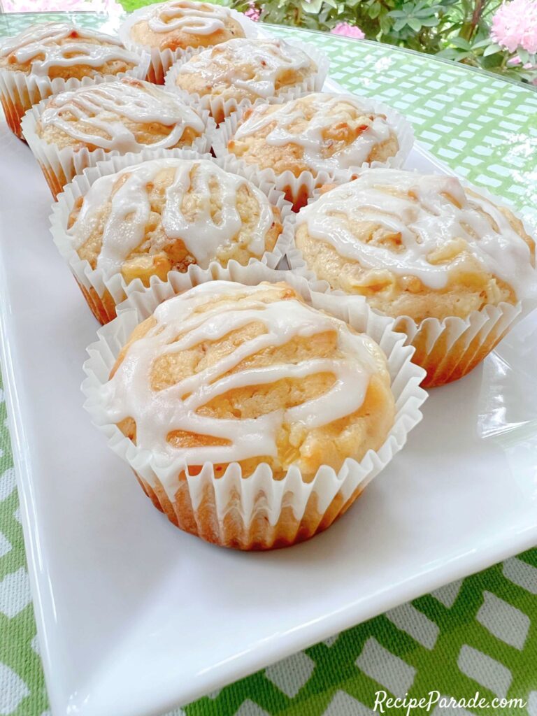 Homemade Pineapple Muffins on a platter.