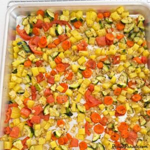 Roasted Vegetables on a cake pan.