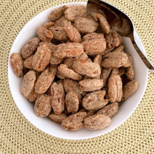 Candied Pecans in a bowl.