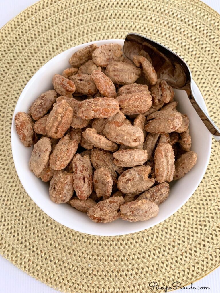 Candied Pecans in a bowl.