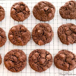 Chocolate Peanut Butter Cookies, cooling on a wire rack.
