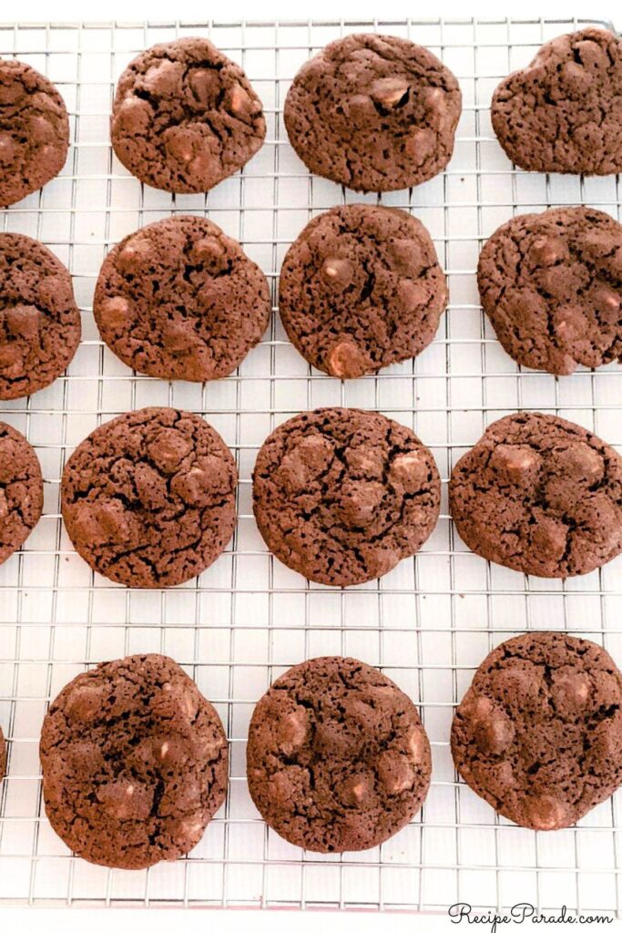 Chocolate Peanut Butter Cookies, cooling on a wire rack.