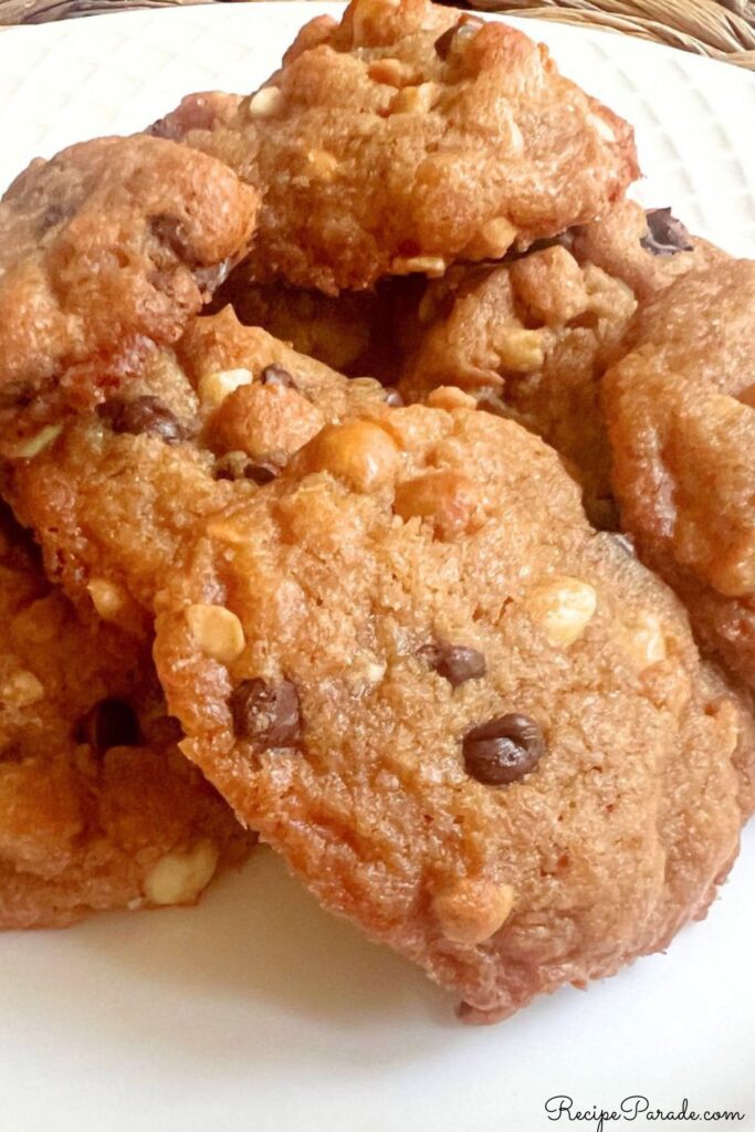 Gluten Free Peanut Butter Chocolate Chip Cookies on a platter.