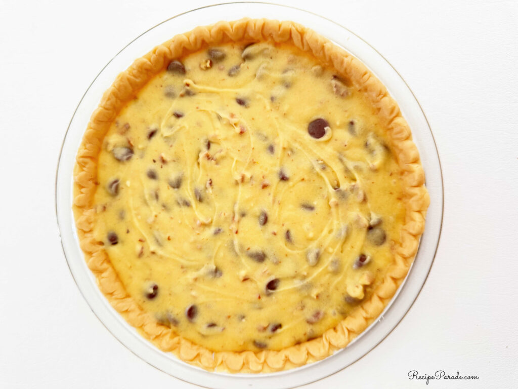 Easy Chocolate Chip Pie, just before baking.