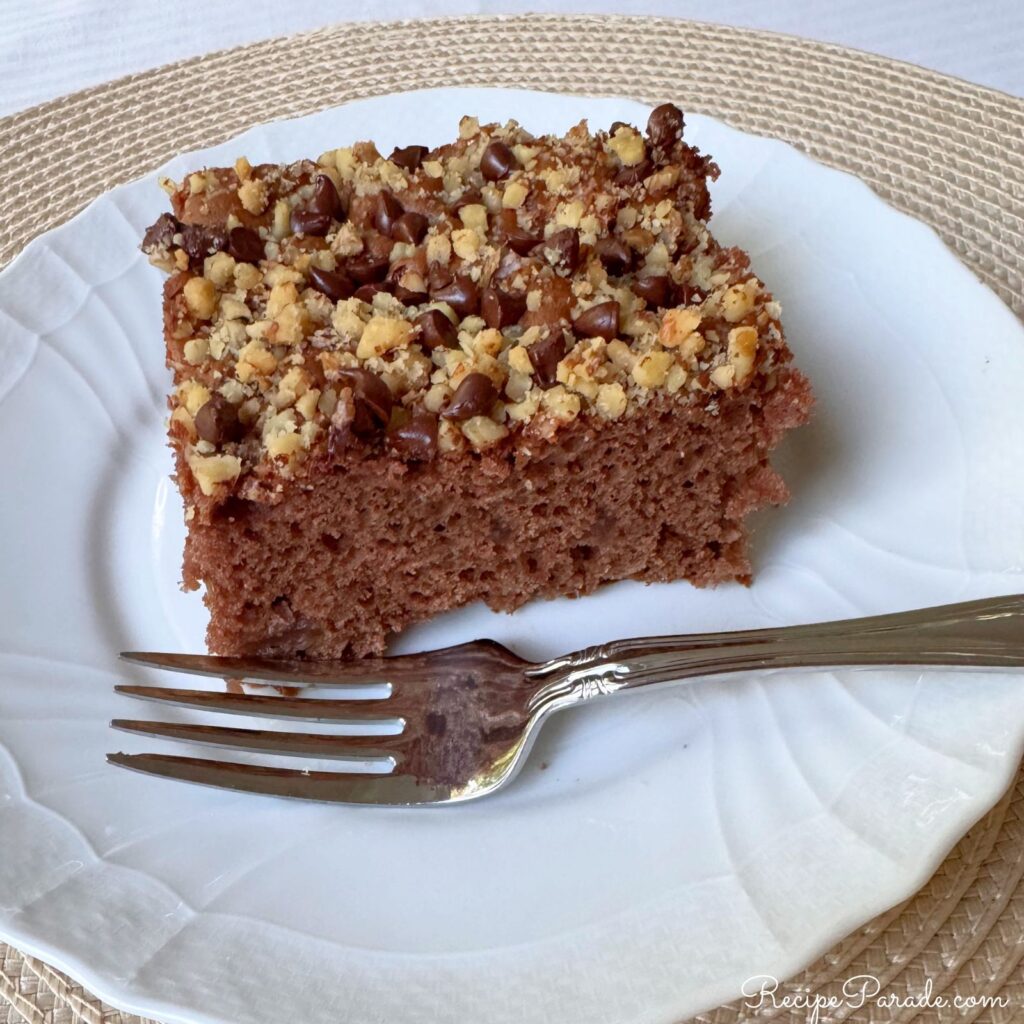 Slice of Apple German Chocolate Cake.