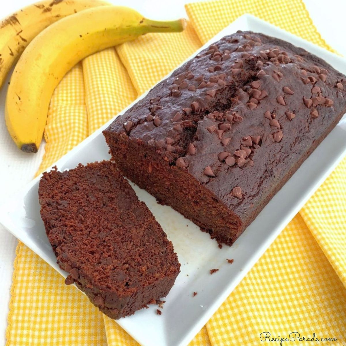 Chocolate Banana Bread, sliced.
