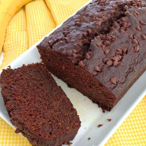 Chocolate Banana Bread, sliced.