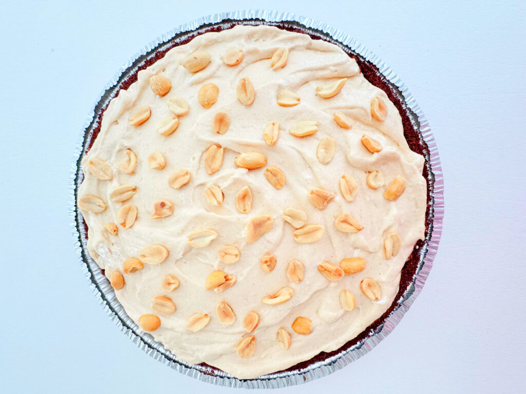 peanut butter pie before slicing.