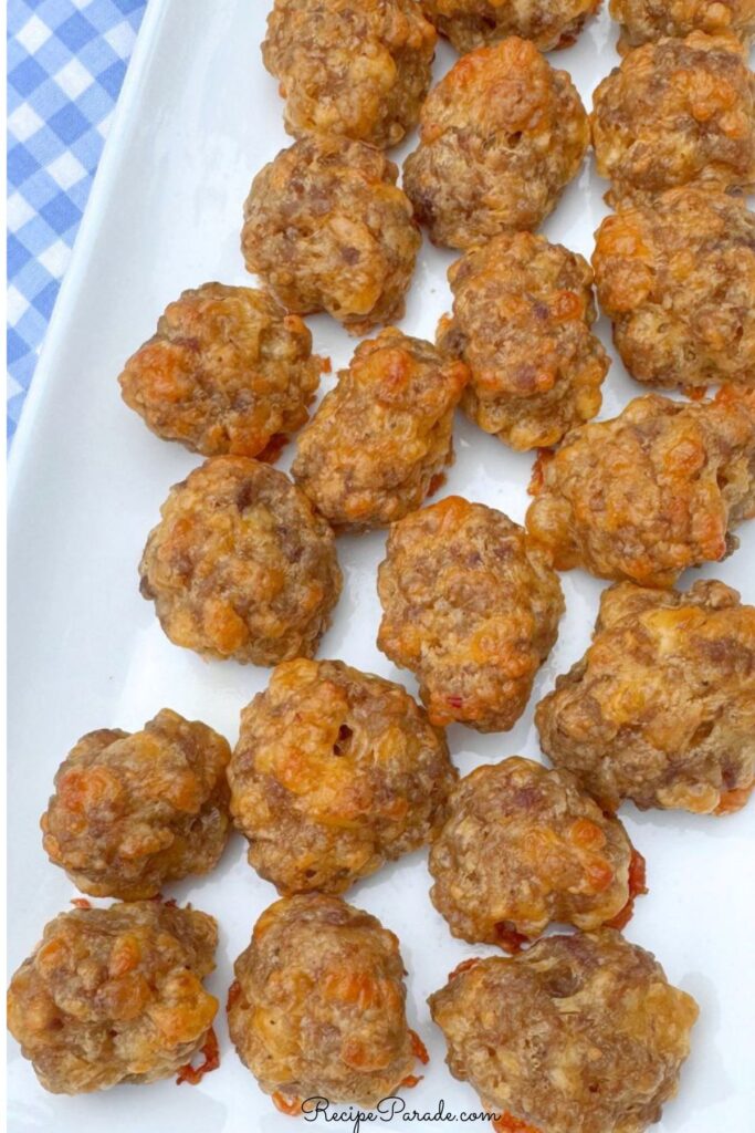 Sausage Balls on a serving tray.
